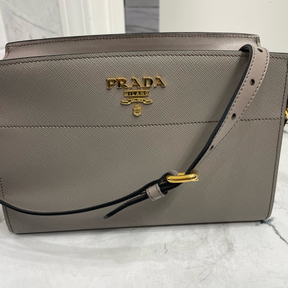 Prada Bandouliera Cross Body Bag in light grey